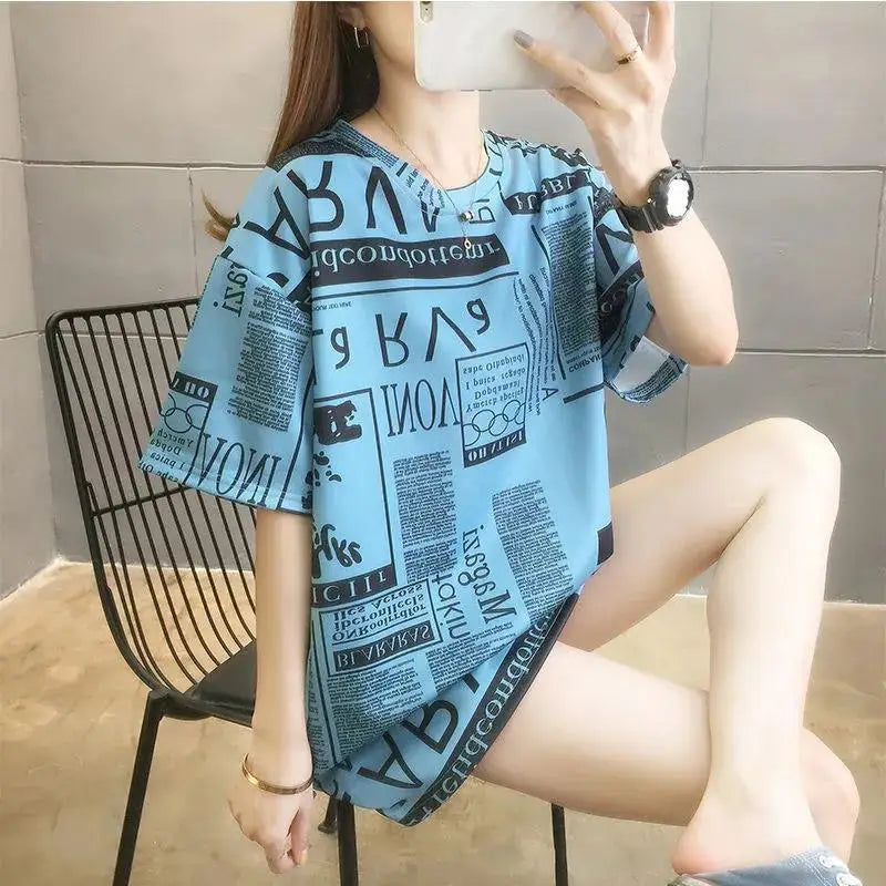 Korean Style Plus Size Loose Short Sleeve T-Shirt